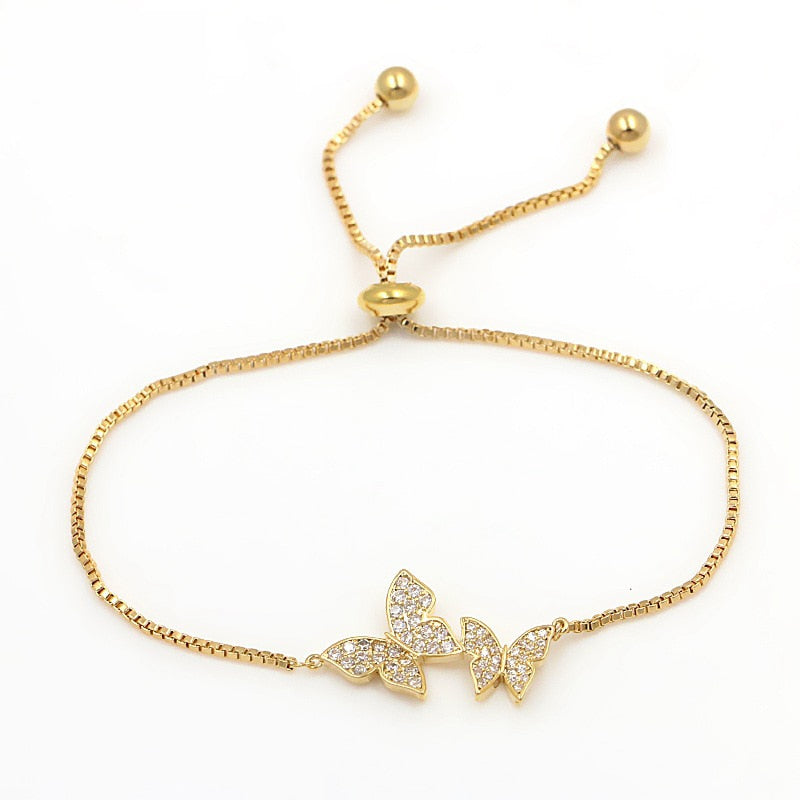 Cubic Zirconia Adjustable Crystal Butterfly Bracelet