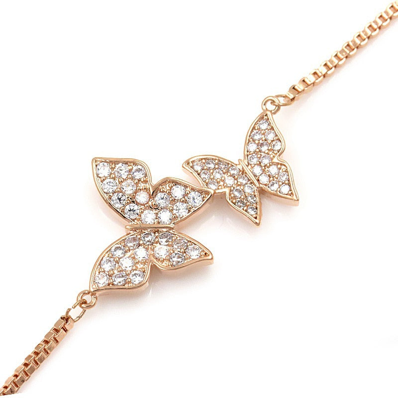 Cubic Zirconia Adjustable Crystal Butterfly Bracelet