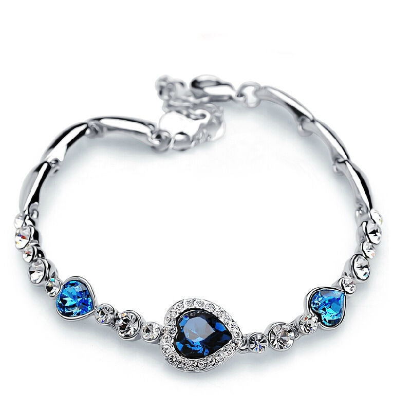 Blue Crystal Titanic Heart of Ocean Wedding Jewelry Set