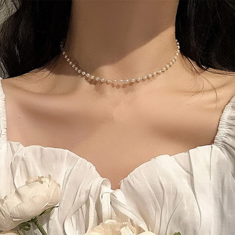 Vintage Double Layer Imitation Pearl Necklace