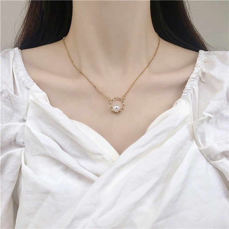 Vintage Double Layer Imitation Pearl Necklace