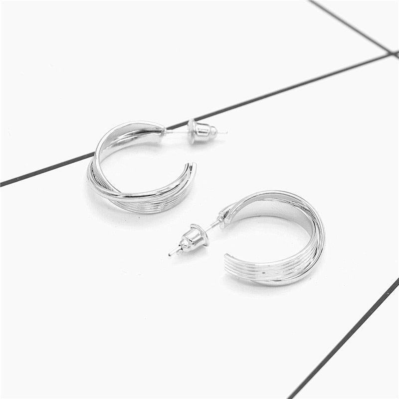 Brincos Trendy Metal Engagement Hoop Earrings