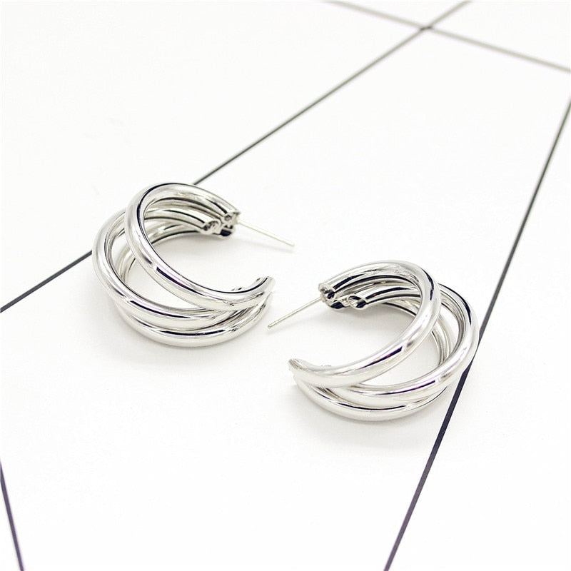 Brincos Trendy Metal Engagement Hoop Earrings