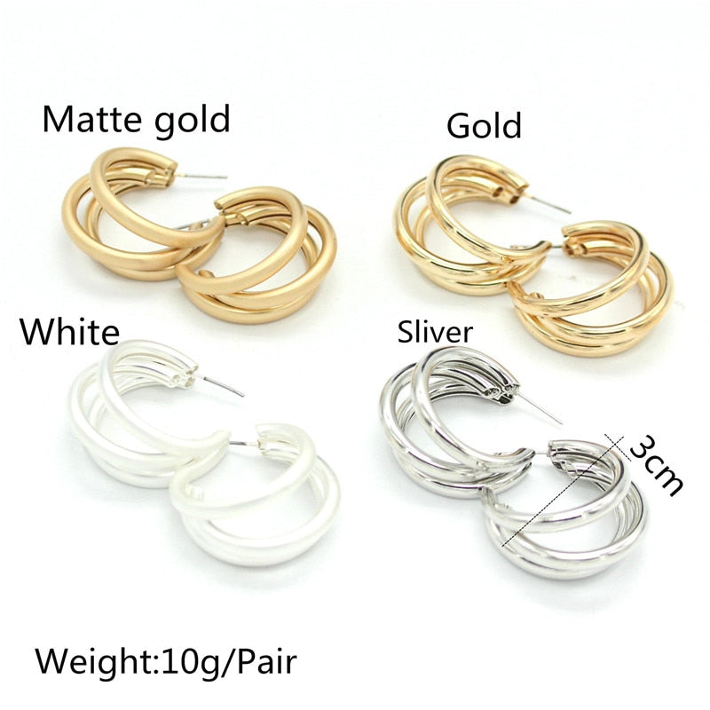 Brincos Trendy Metal Engagement Hoop Earrings