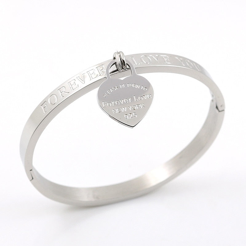 Valentine Stainless Steel Love Heart Cuff Bracelet