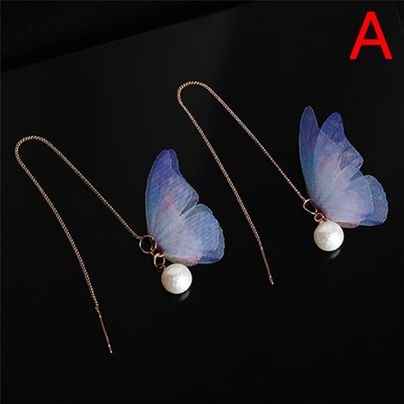 Temperament Simulated Pearl Butterfly Earrings