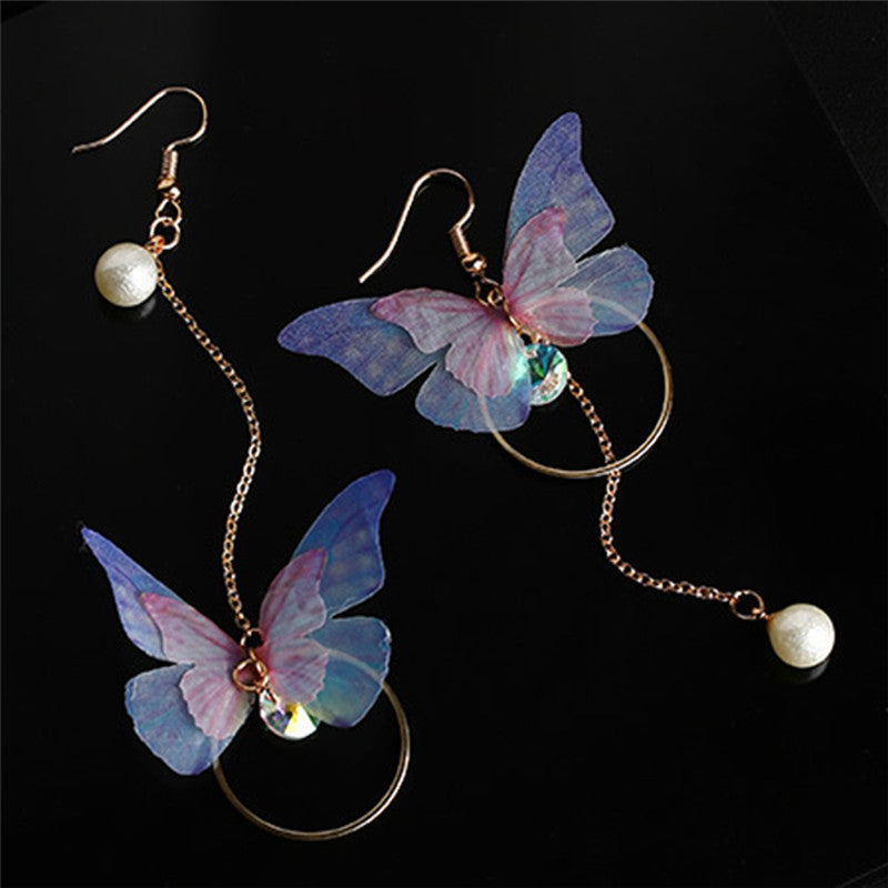 Temperament Simulated Pearl Butterfly Earrings