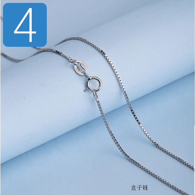 Eva Genuine 925 Sterling Silver Water-wave Snake Box Chain Necklace