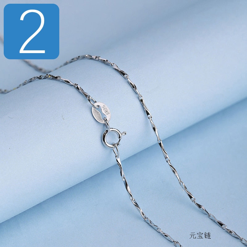 Eva Genuine 925 Sterling Silver Water-wave Snake Box Chain Necklace
