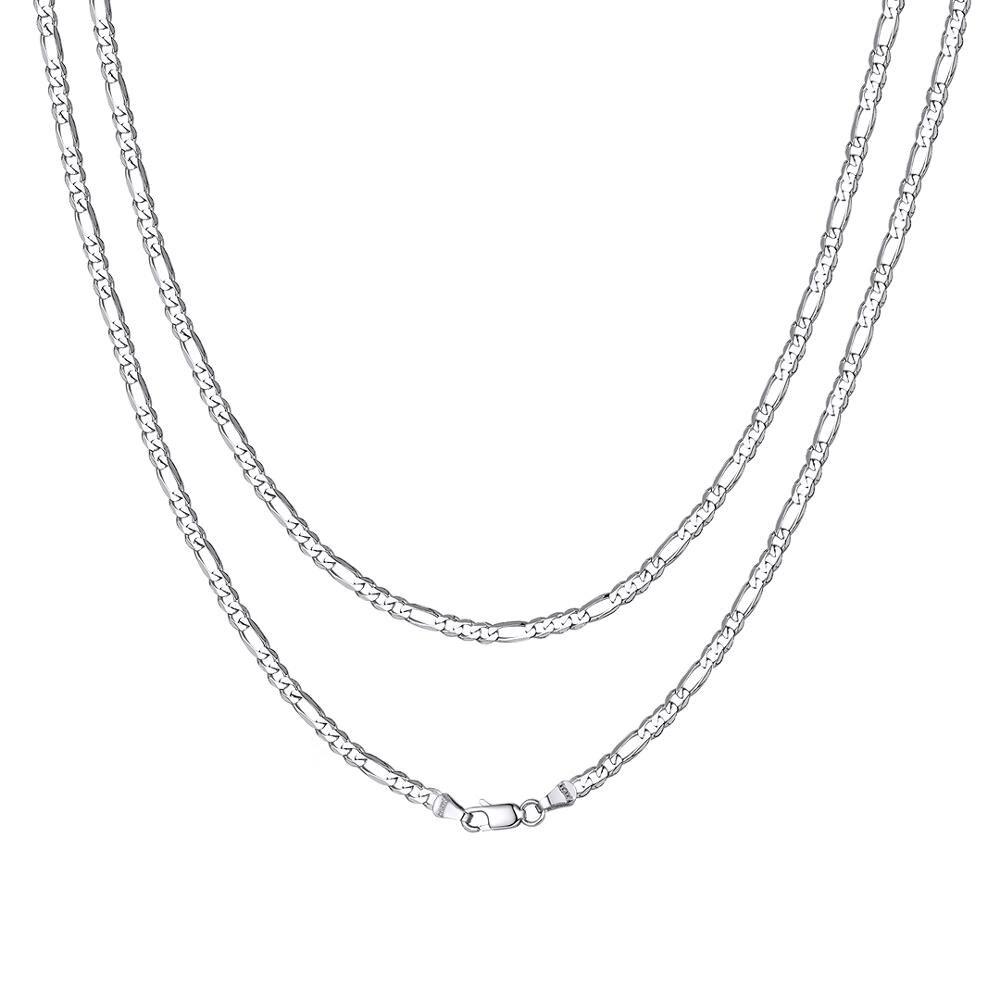 Italian Solid 925 Sterling Silver Figaro Chain Necklace - Kirijewels.com