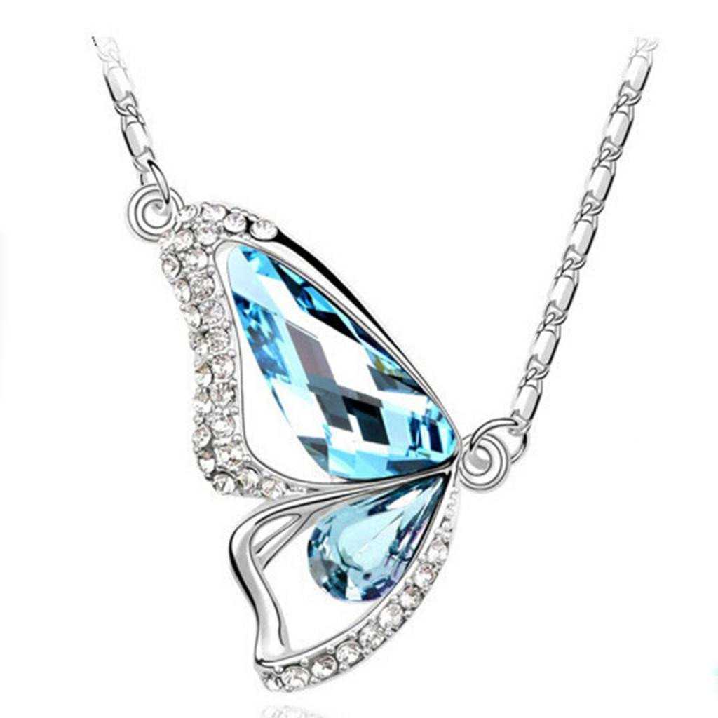 Crystal Butterfly Necklace-Necklace-Kirijewels.com-A White-40cm-Kirijewels.com