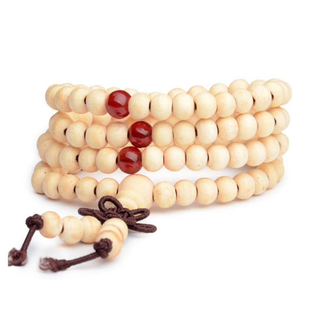 Natural Sandalwood Buddhist Bead Bracelet-Strand Bracelets-Kirijewels.com-White 5-Kirijewels.com