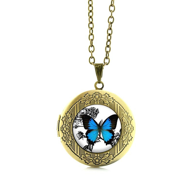 Free Blue Butterfly Pendant Necklace-Pendant Necklaces-Kirijewels.com-Gold N467 2-Kirijewels.com