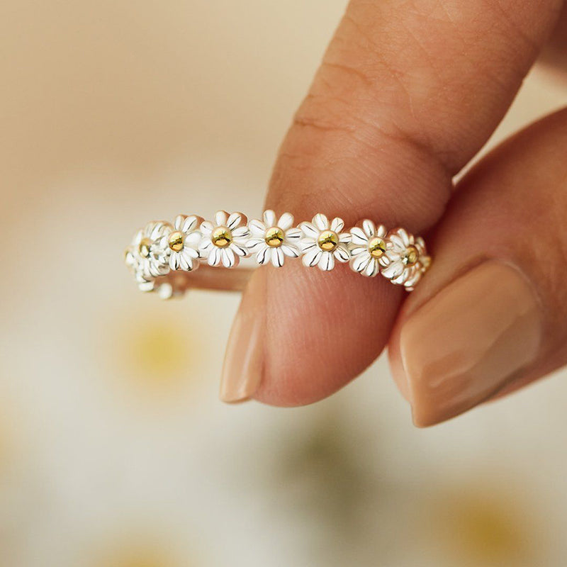 Vintage Daisy Flower Open Wedding Ring