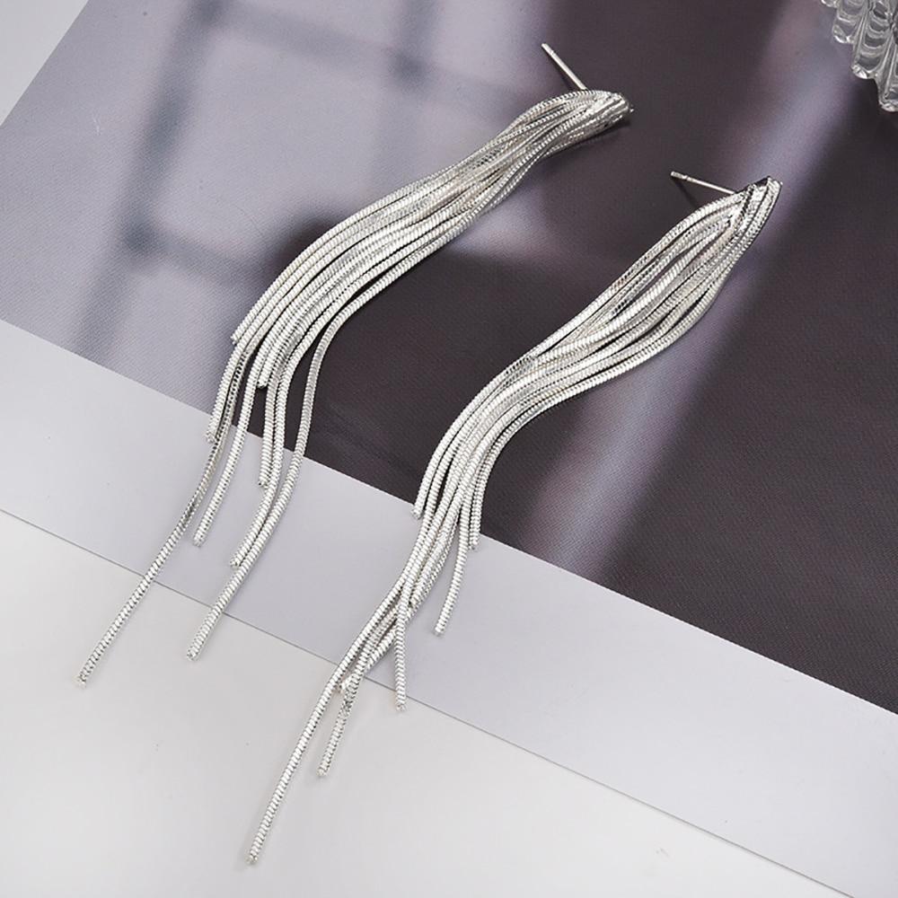 Glossy Arc Long Thread Tassel Drop Earrings - Kirijewels.com