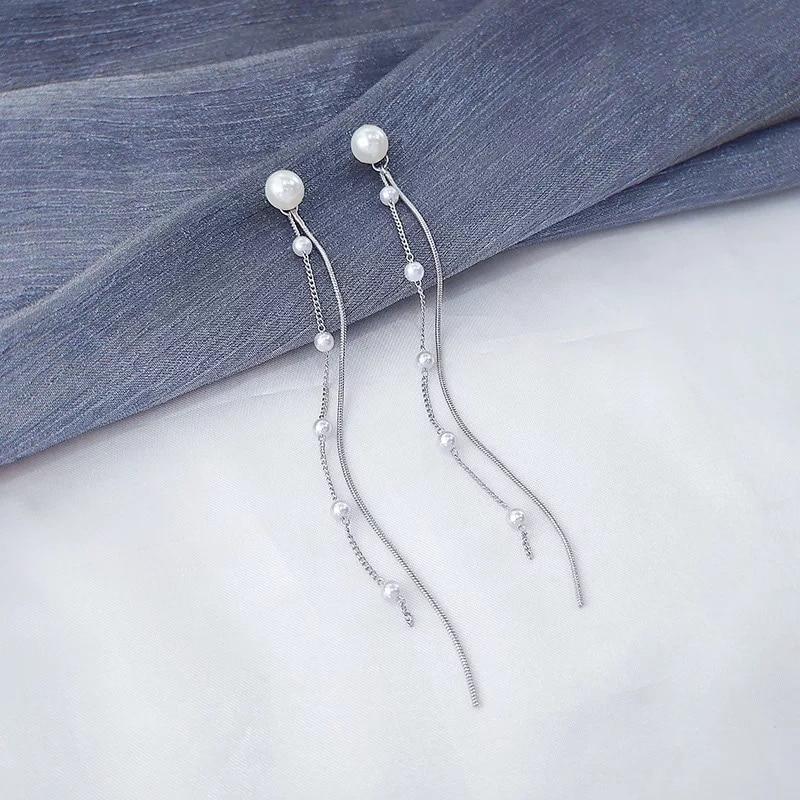 Glossy Arc Long Thread Tassel Drop Earrings - Kirijewels.com