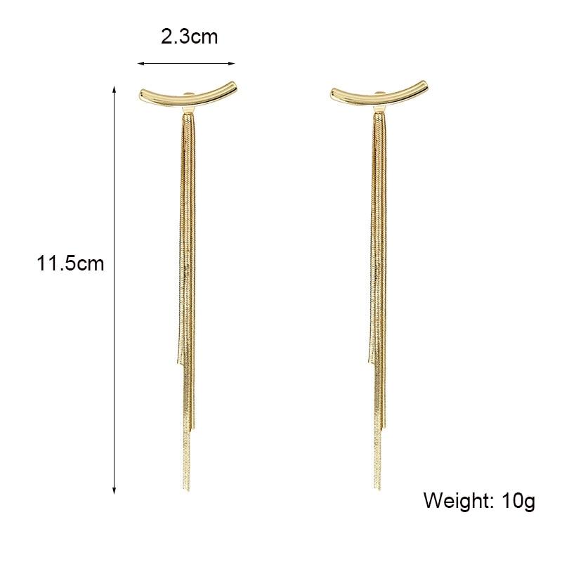 Glossy Arc Long Thread Tassel Drop Earrings - Kirijewels.com