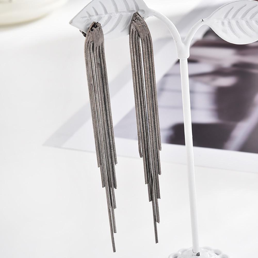 Glossy Arc Long Thread Tassel Drop Earrings - Kirijewels.com