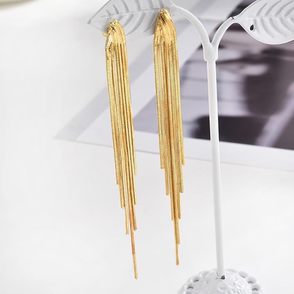 Glossy Arc Long Thread Tassel Drop Earrings - Kirijewels.com