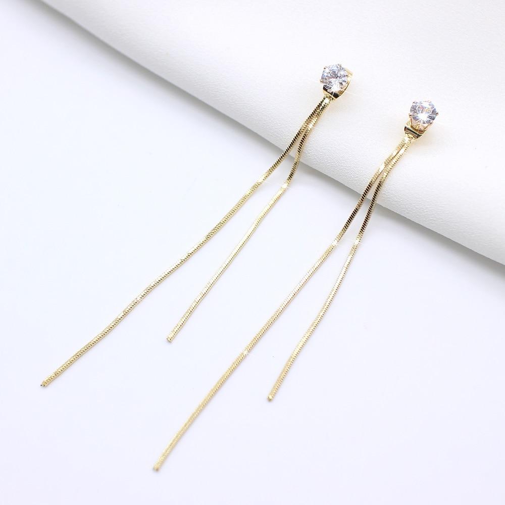 Glossy Arc Long Thread Tassel Drop Earrings - Kirijewels.com