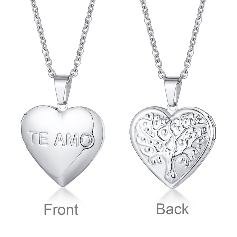 Rosa Stainless Steel Promise Love Photo Frame Necklace
