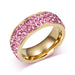 Crystal Cubic Zirconia Stainless Steel Wedding Ring-Rings-Kirijewels.com-6-Pink crystal-Kirijewels.com
