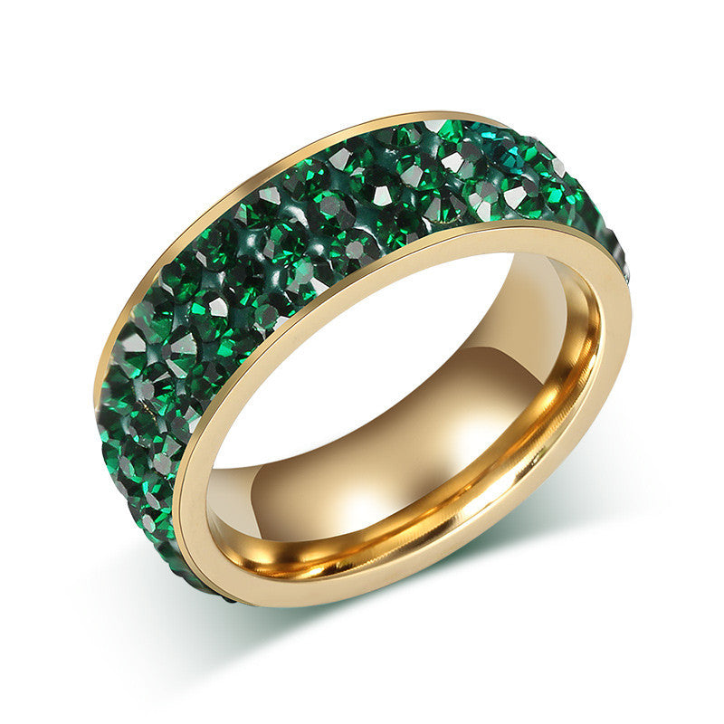 Crystal Cubic Zirconia Stainless Steel Wedding Ring-Rings-Kirijewels.com-6-Green crystal-Kirijewels.com