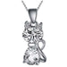Silver Chain Cat Necklace-Necklace-Kirijewels.com-Clear-Kirijewels.com