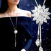 Free White Crystal Sunflower Long Necklace-Pendant Necklaces-Kirijewels.com-white-Kirijewels.com