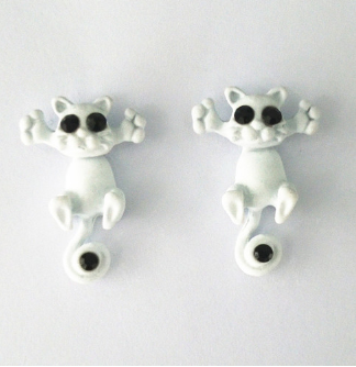 Cat Stud Earrings-earrings-Kirijewels.com-White-Kirijewels.com