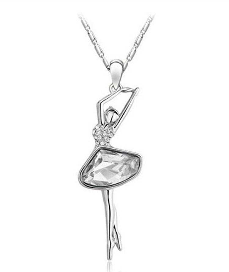 Free Crystal Ballet Girls Necklace-Necklace-Kirijewels.com-white-Kirijewels.com