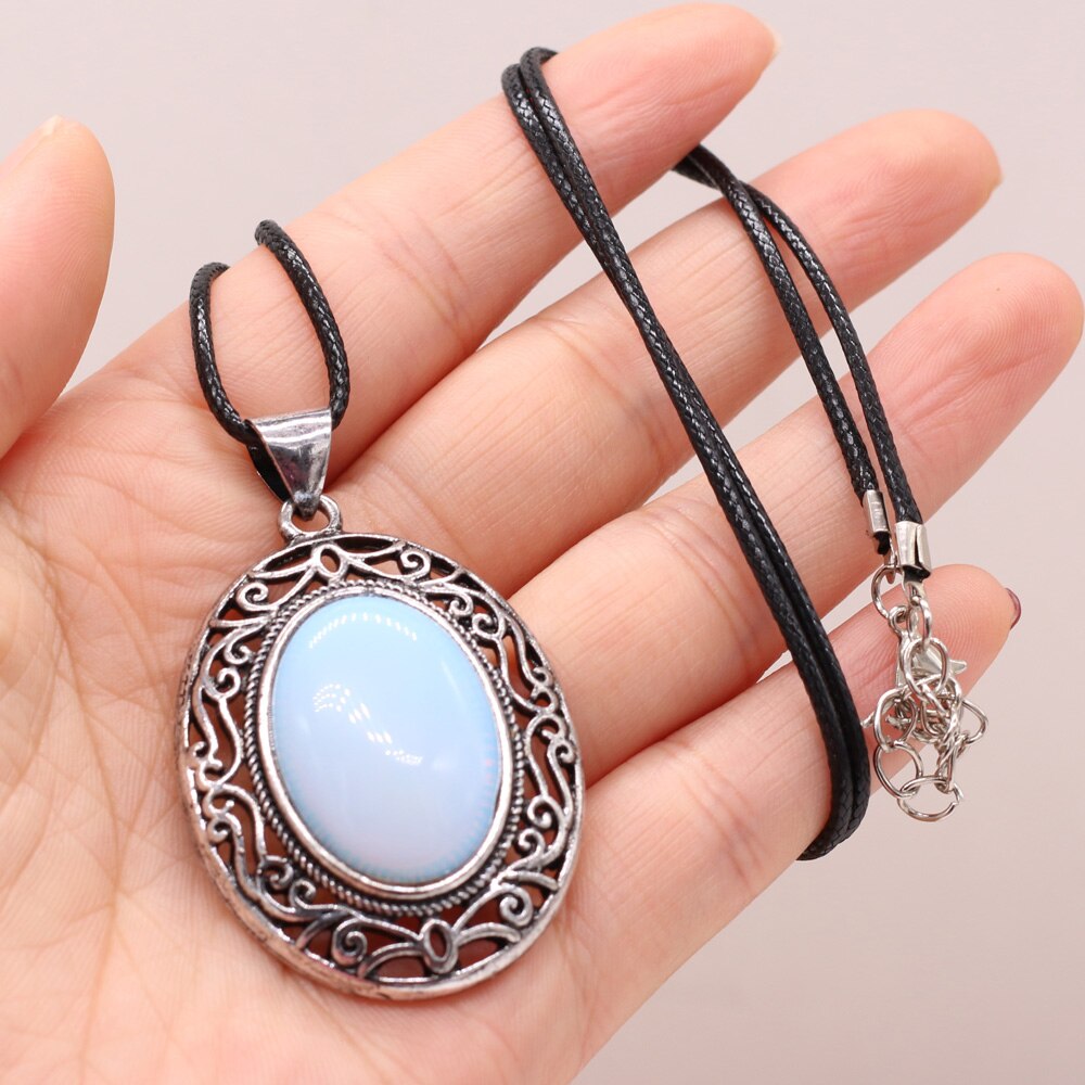 Natural Stone Water Drop Crystal Opal Necklace