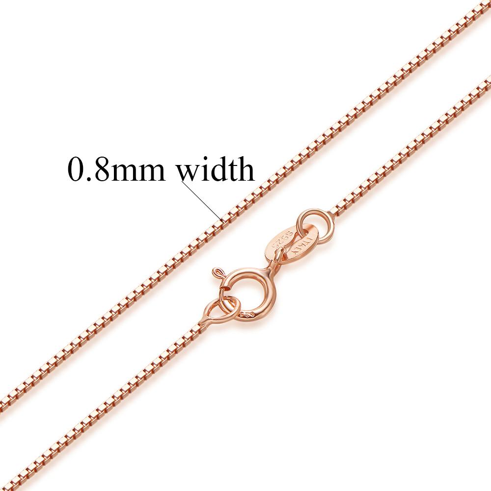 Authentic Sterling Silver Box Chain Necklace-Chain Necklaces-Kirijewels.com-Rose gold 2-40cm 16inch-Kirijewels.com