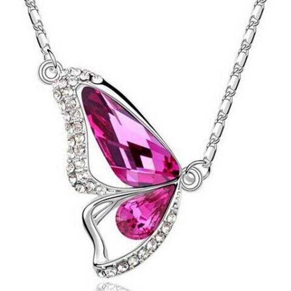 Free Crystal Butterfly Necklace-Necklace-Kirijewels.com-C Rose-40cm-Kirijewels.com