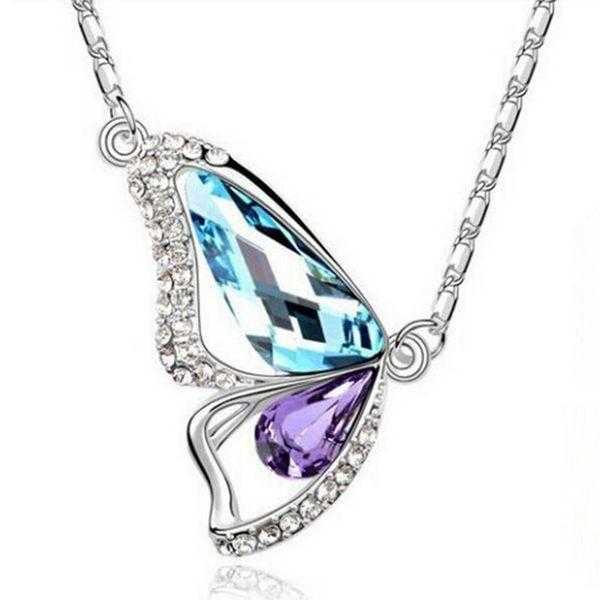 Crystal Butterfly Necklace-Necklace-Kirijewels.com-F Blue-40cm-Kirijewels.com