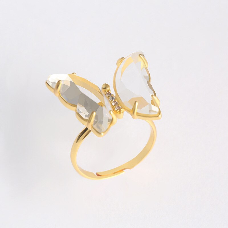Banquet Crystal Open Butterfly Wedding Ring