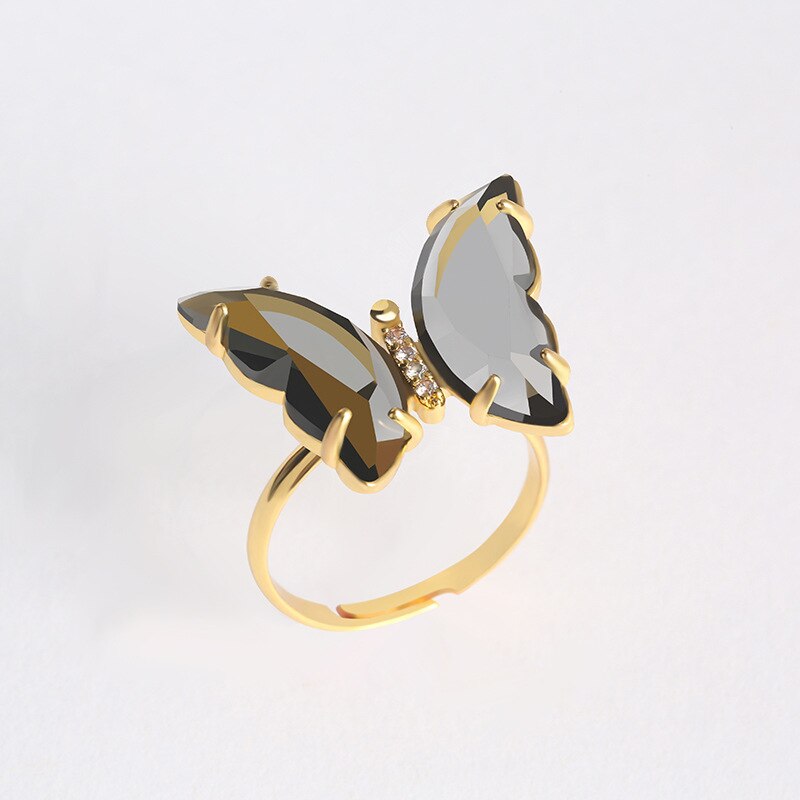 Banquet Crystal Open Butterfly Wedding Ring