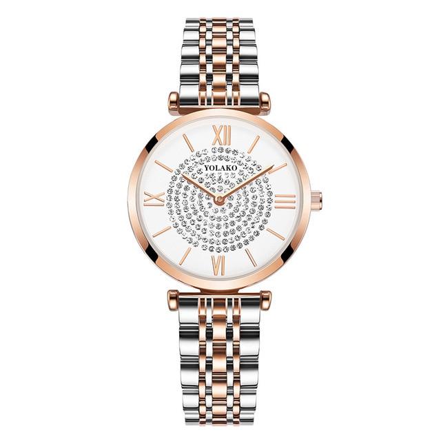 Rosa Diamond Stainless Steel Mesh Watch - Kirijewels.com