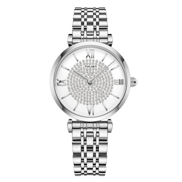 Rosa Diamond Stainless Steel Mesh Watch - Kirijewels.com