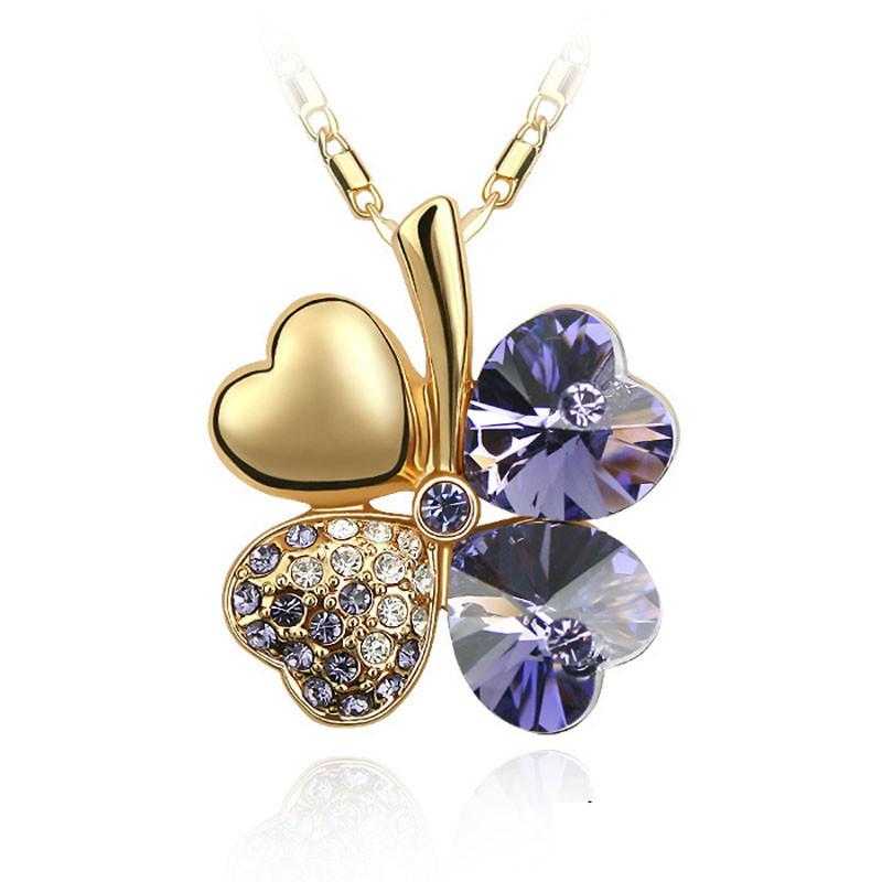 Four Hearts Necklace-Necklace-Kirijewels.com-gold purple-Kirijewels.com