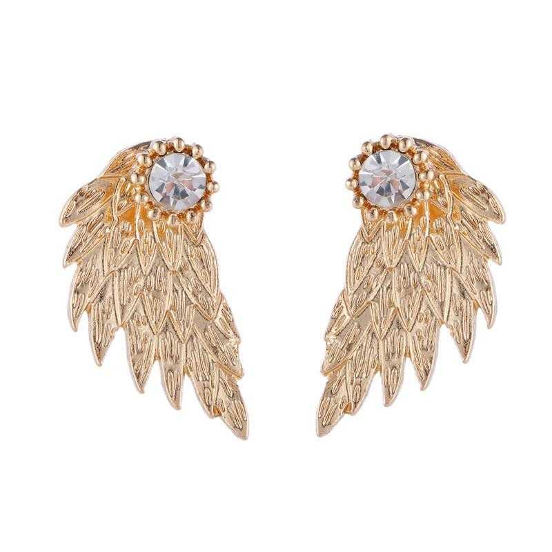 Free Angel Wings Alloy Crystal Stud Earrings-Stud Earrings-Kirijewels.com-Golden-Kirijewels.com