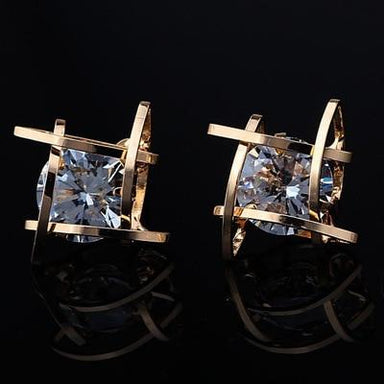 Hollow Square Zircon Banquet Earrings - Kirijewels.com