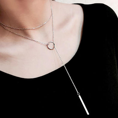 Circle Strip 925 Sterling Silver Chain Necklace - Kirijewels.com