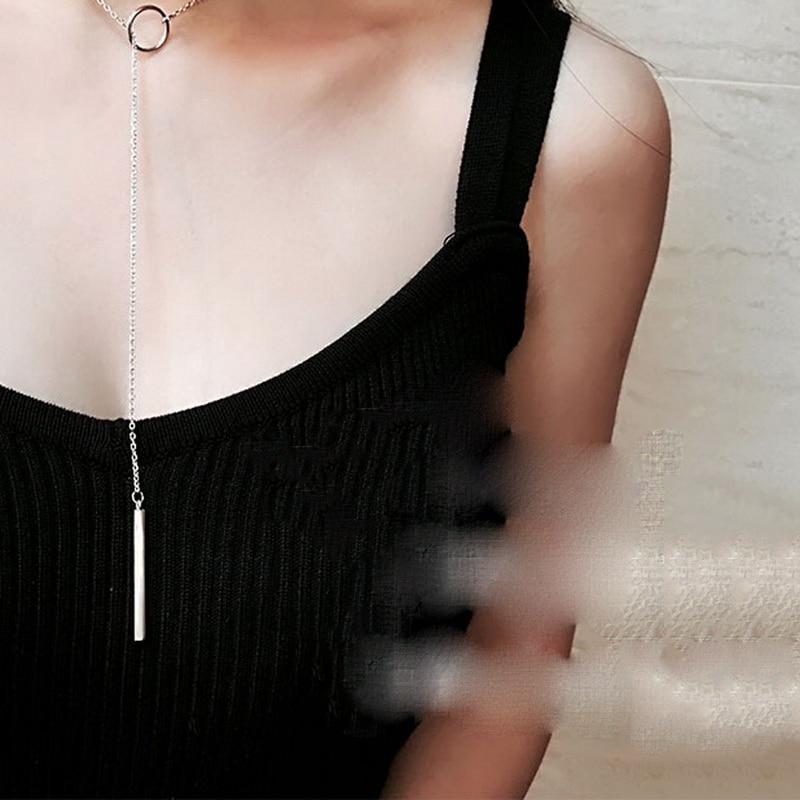 Circle Strip 925 Sterling Silver Chain Necklace - Kirijewels.com