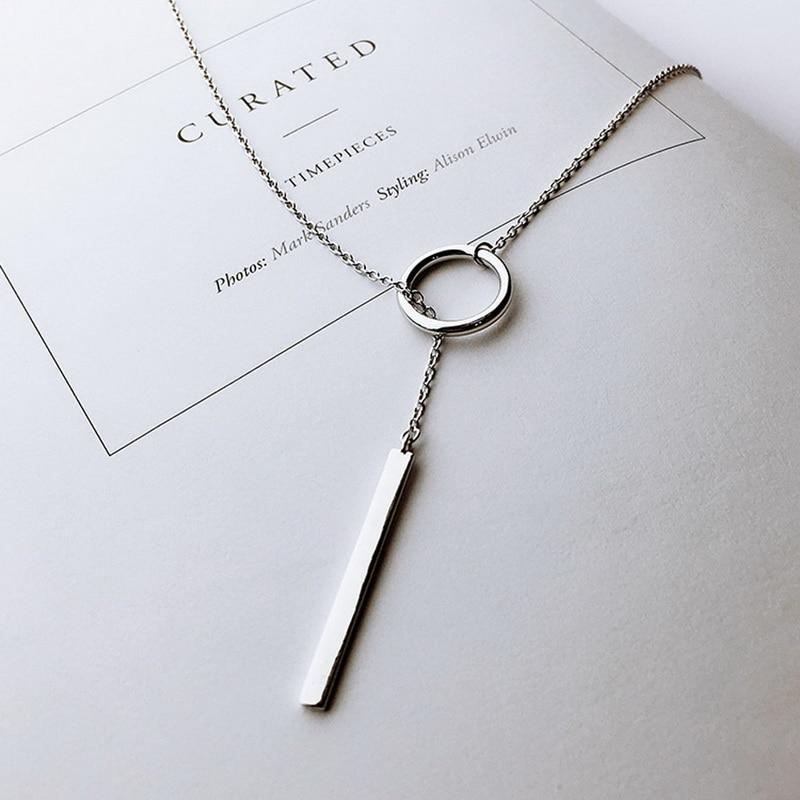 Circle Strip 925 Sterling Silver Chain Necklace - Kirijewels.com