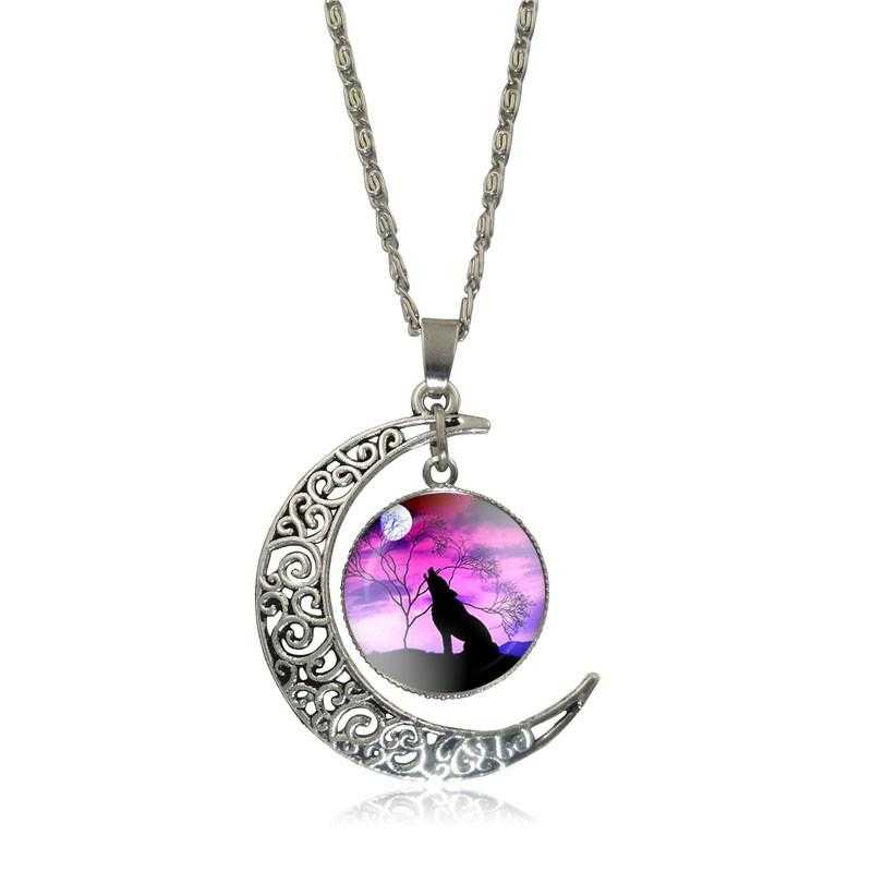 Free Moon Wolf Necklace-Necklace-Kirijewels.com-purple S2947-Kirijewels.com