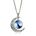 Free Moon Wolf Necklace-Necklace-Kirijewels.com-blue S2954-Kirijewels.com