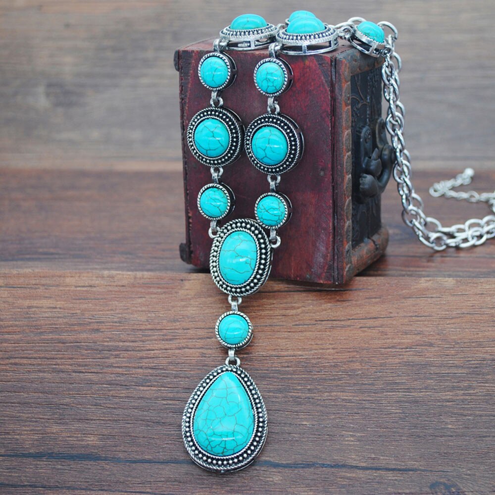Vintage Silver Plated Turquoise Bead Jewelry Set