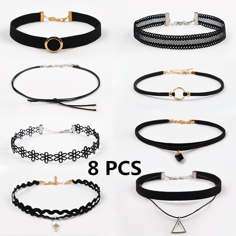 Classic Gothic Tattoo Lace Chain Collar Necklace