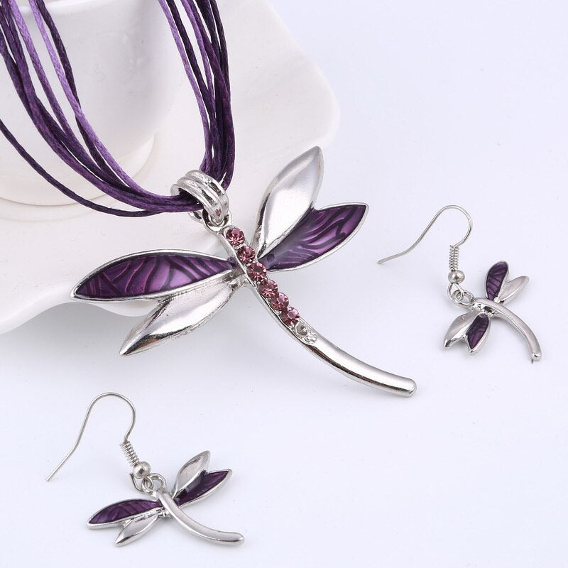 Demoiselle Rope Chain Dragonfly Jewellery Set